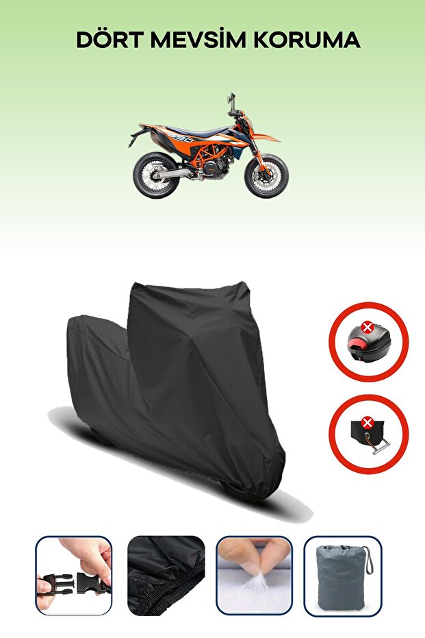 قفل حقيبة خلفية أسود غير متوافق مع KTM 690 SMC R، قماش دراجة نارية متوافق، 4 مواسم