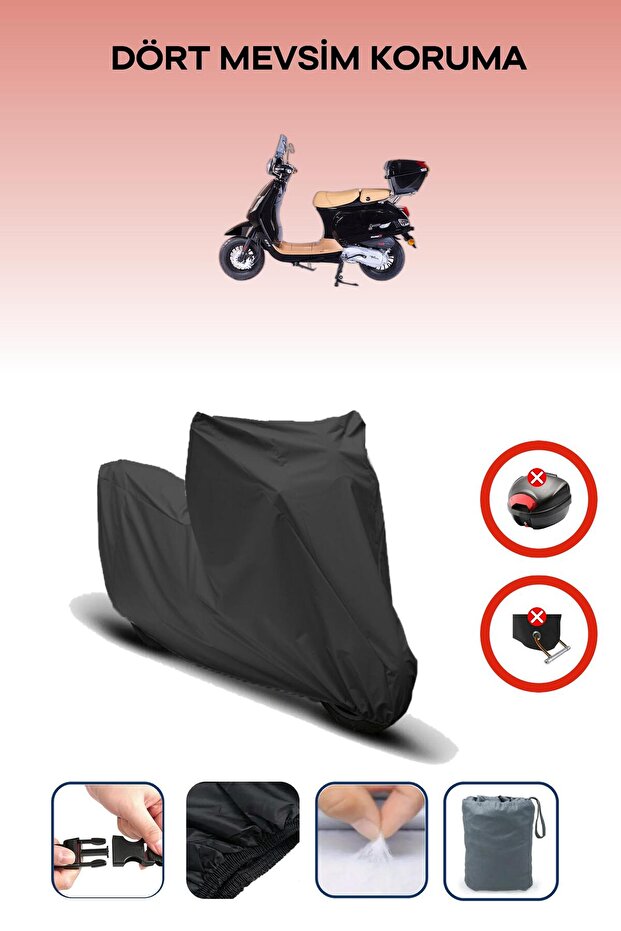 Black Rear Bag Lock Incompatible Falcon Cooper 50 Compatible Motorcycle Tarpaulin, 4 Seasons