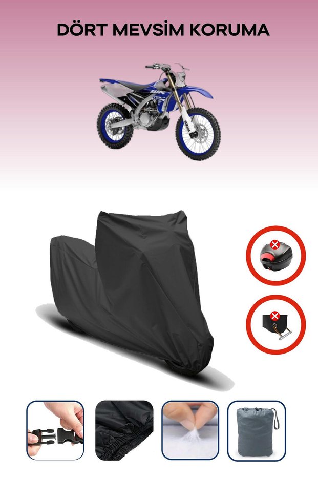 Black Rear Bag Lock Incompatible Yamaha Wr 450 F Compatible Motorcycle Tarpaulin, 4 Seasons