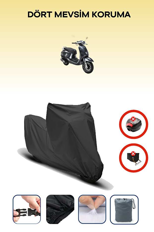 Black Rear Bag Lock Incompatible Rks Siesta Compatible Motorcycle Tarpaulin, 4 Seasons