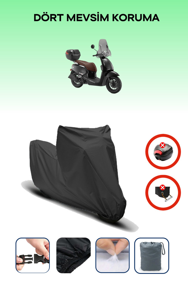 Black Rear Bag Lock Mismatched Rks Vps 125 Compatible Motorcycle Tarpaulin, 4 Seasons