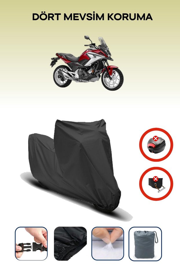 Black Honda Nc 750 X Dct Motorcycle Tarpaulin Rear Bag Compatible