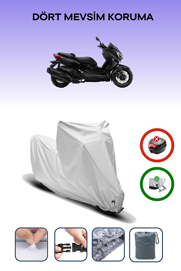 غطاء دراجة نارية متوافق مع Yamaha X-Max 300 Iron Max ABS متوافق مع اللون الرمادي مقاوم للماء