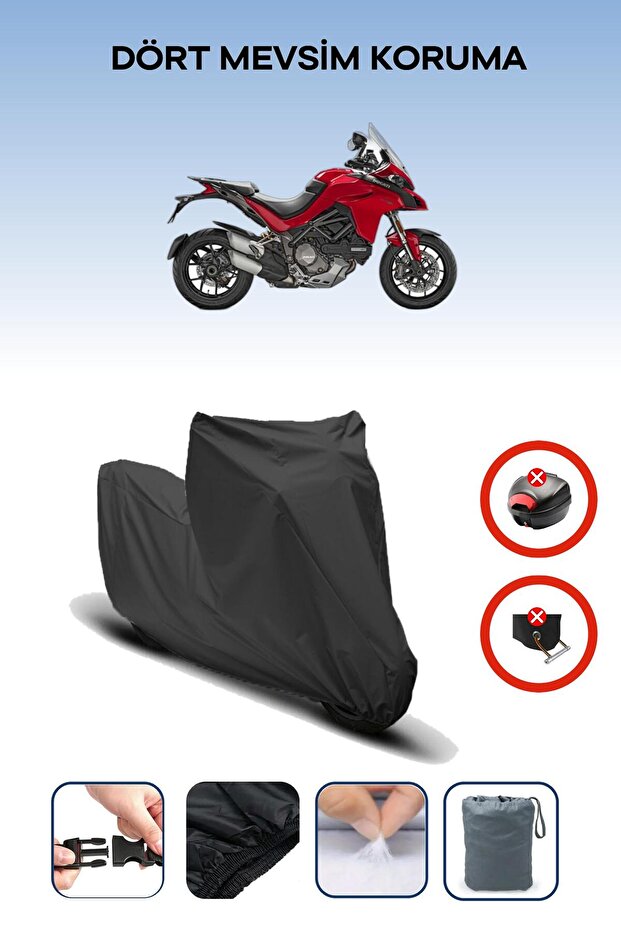 Black Rear Bag Lock Incompatible Ducati Multistrada 1260 S Compatible Motorcycle Tarpaulin, 4 Seasons