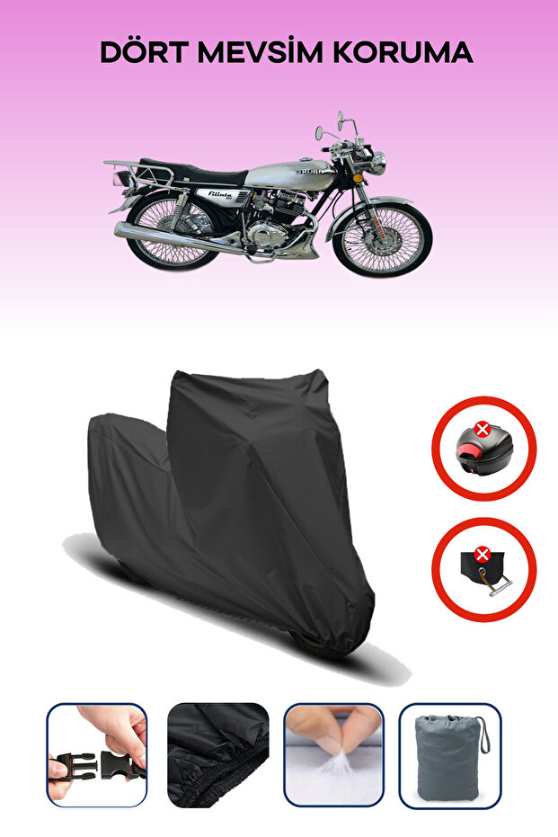 Black Rear Bag Lock Incompatible Kuba Filinta 200 Compatible Motorcycle Tarpaulin, 4 Seasons