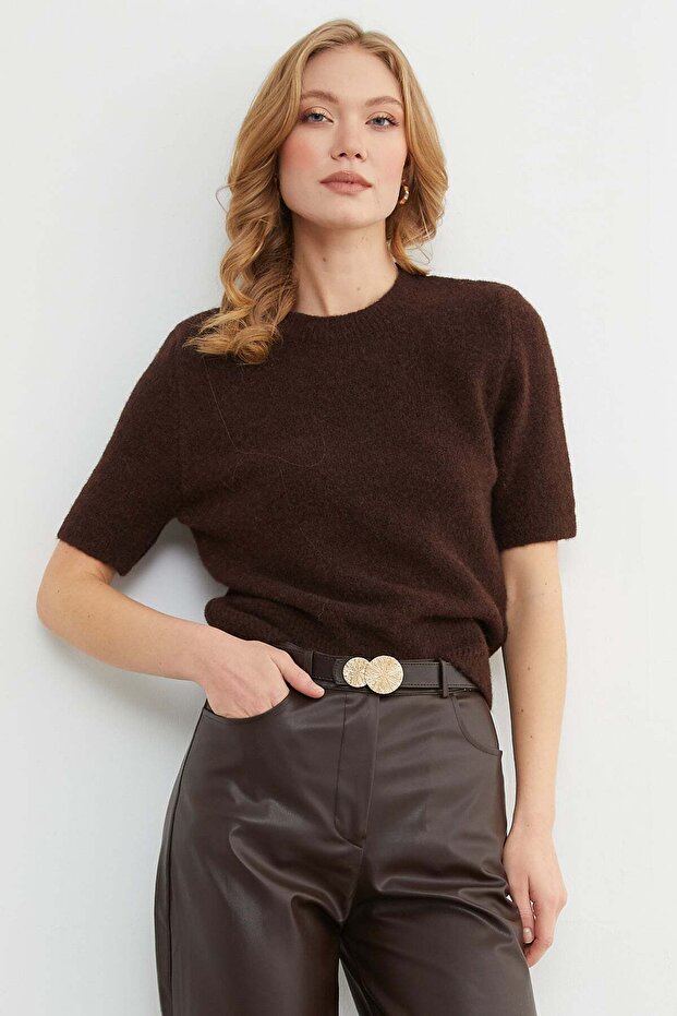 Basic Bisiklet Yaka Kısa Kol Triko Kazak - 1