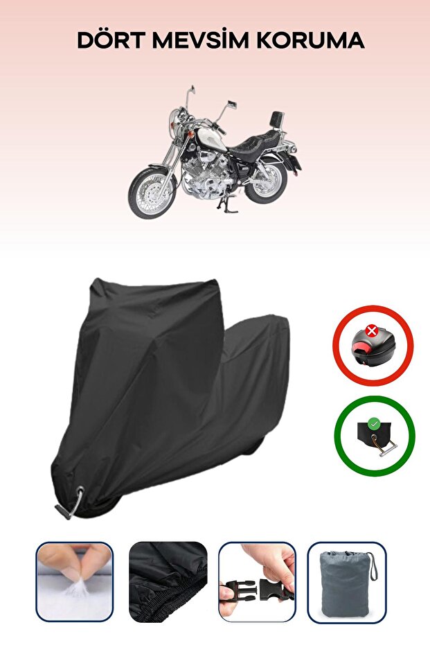 Black Lock Compatible Yamaha Virago Xv 1100 Compatible Motorcycle Tarpaulin Waterproof