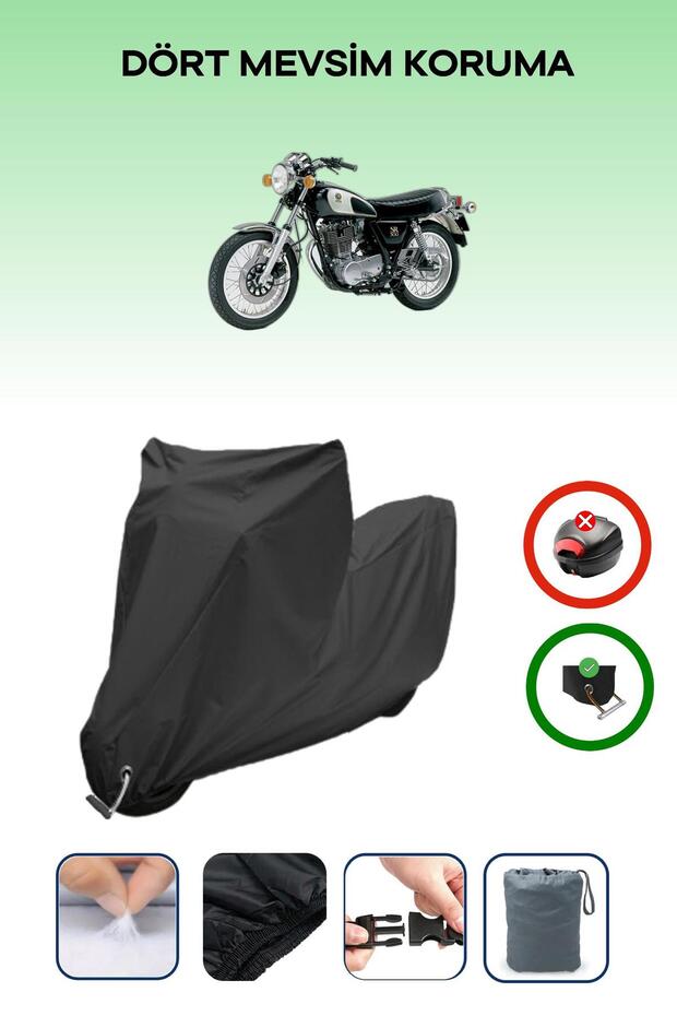 Black Lock Compatible Yamaha Sr 500 Compatible Motorcycle Tarpaulin Waterproof