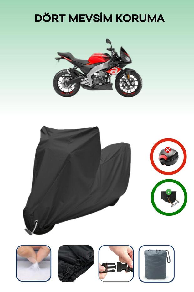 Black Lock Compatible Aprilia Tuono 660 Compatible Motorcycle Tarpaulin Waterproof