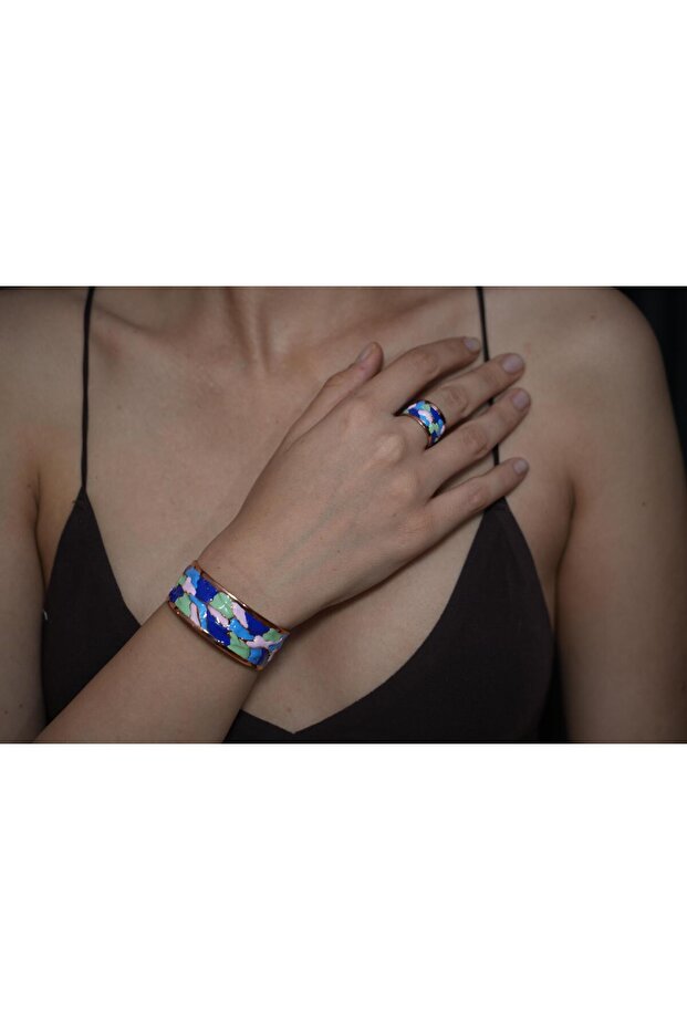 Mine Copper Bracelet & Ring Set – Blue & Green
