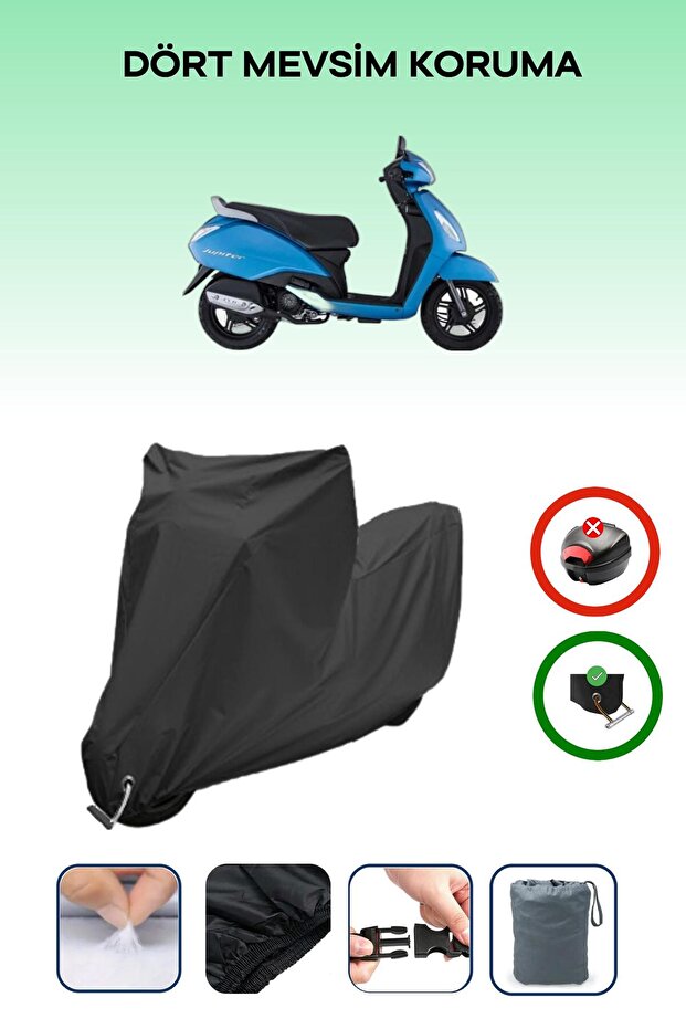 غطاء دراجة نارية متوافق مع TVS Jupiter 125 متوافق مع اللون الأسود مقاوم للماء