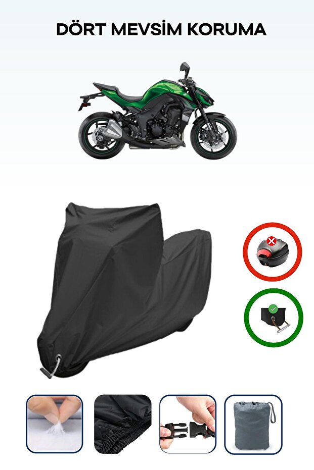 Black Lock Compatible Kawasaki Z 1000 Compatible Motorcycle Tarpaulin Waterproof