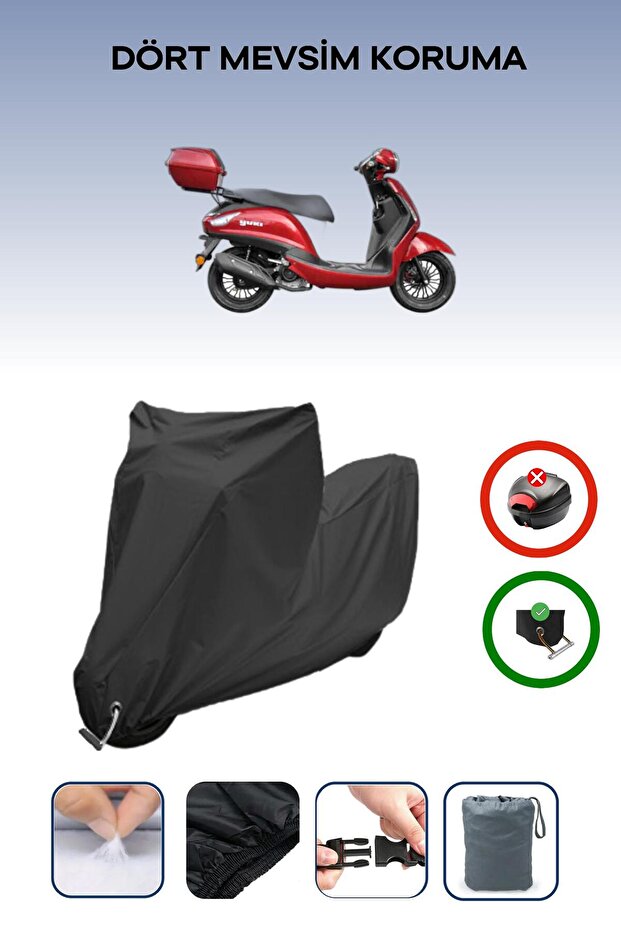 Black Lock Compatible Yuki Enzo 50 Compatible Motorcycle Tarpaulin Waterproof