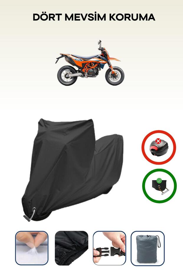 Black Lock Compatible Ktm 690 Smc R Compatible Motorcycle Tarpaulin Waterproof