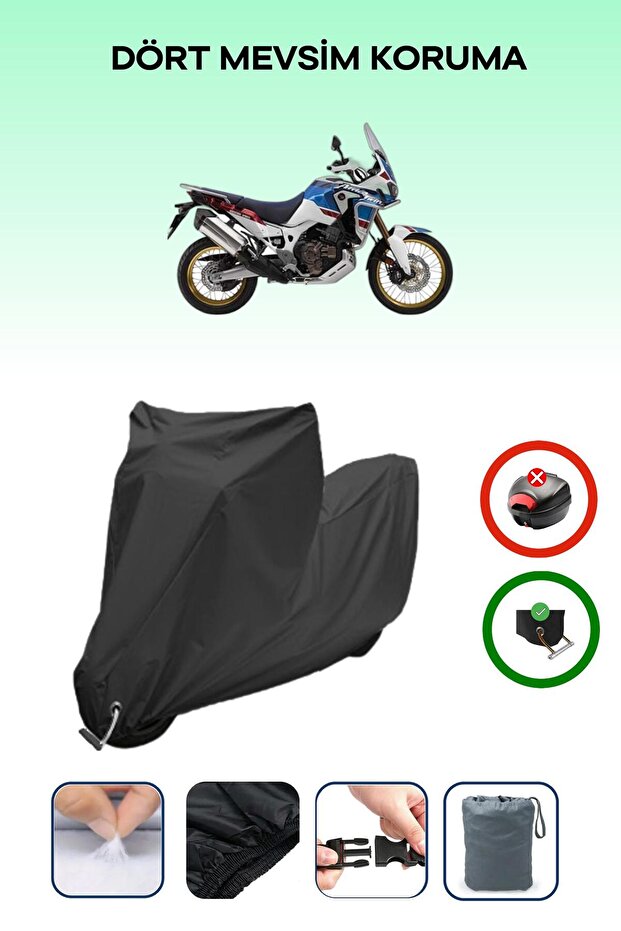 Black Lock Compatible Honda Crf1000L Africa Twin Dct Compatible Motorcycle Tarpaulin Waterproof