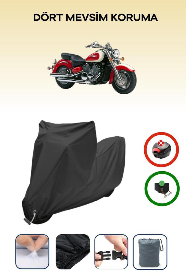 Black Lock Compatible Yamaha Royal Star Xvz 1300 Compatible Motorcycle Tarpaulin Waterproof