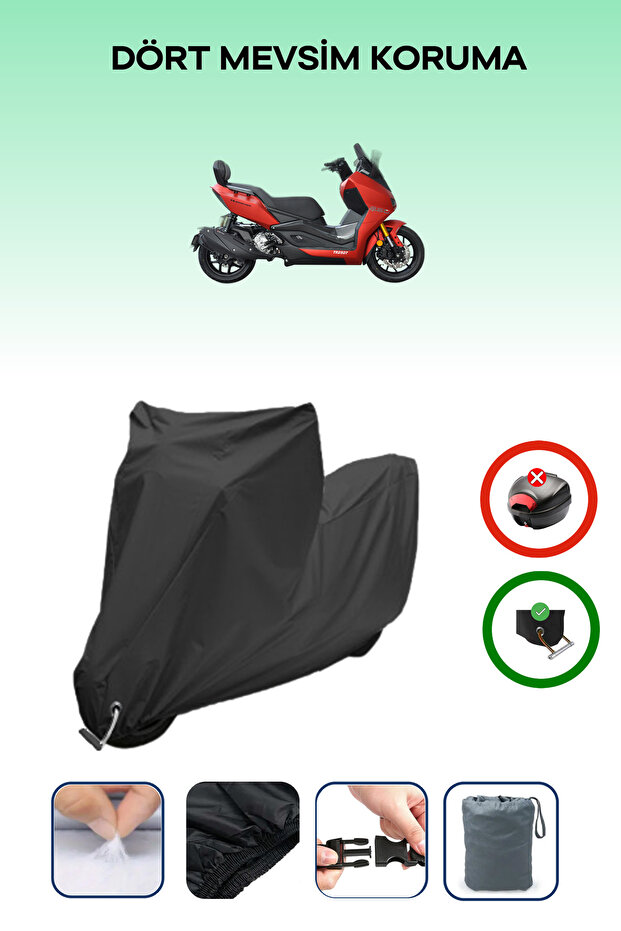 Black Lock Compatible Yuki Huracan Tr250T Compatible Motorcycle Tarpaulin Waterproof