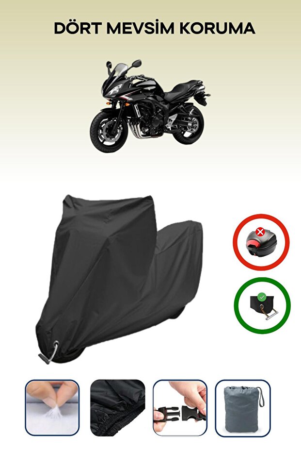 Black Lock Compatible Yamaha Fz6 Fazer Abs Compatible Motorcycle Tarpaulin Waterproof