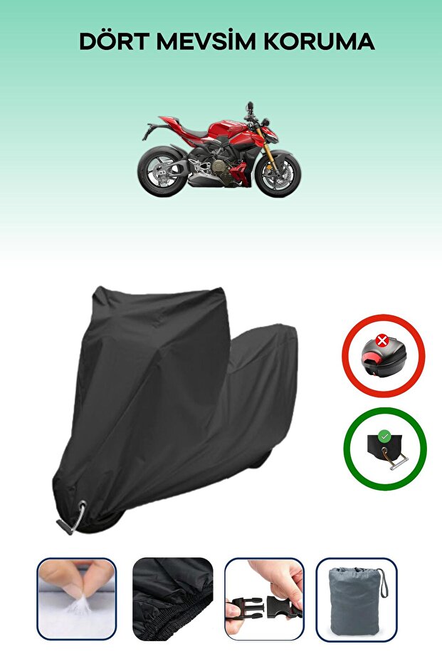 Black Lock Compatible Ducati Streetfighter V4 S Compatible Motorcycle Tarpaulin Waterproof