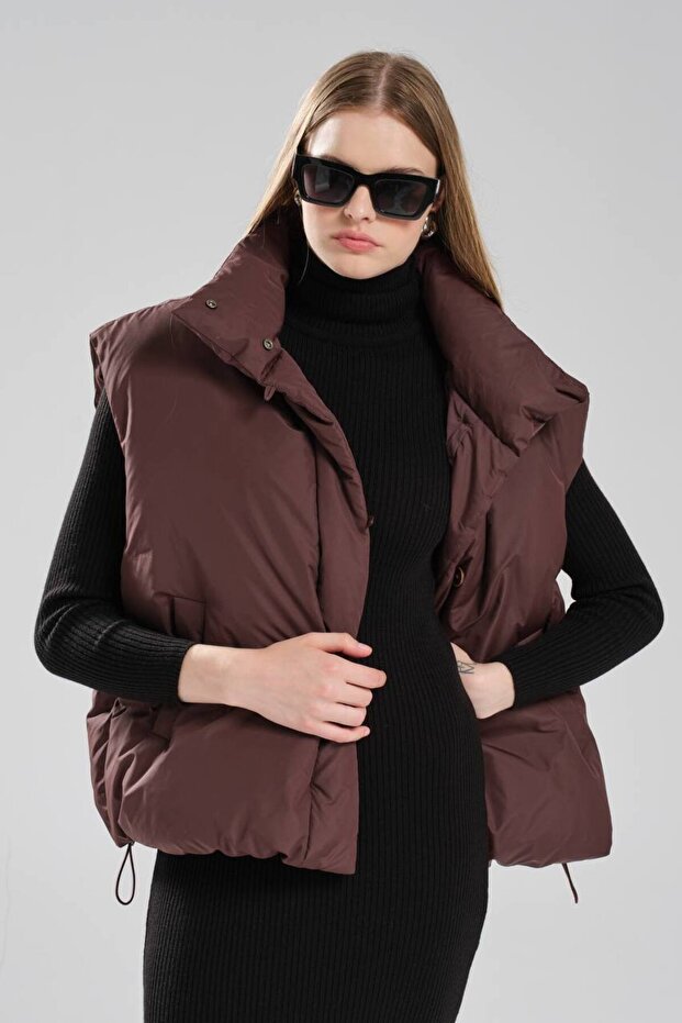 Women's Premium Quality Design Vest with Filling Inside and Buttons on the Front