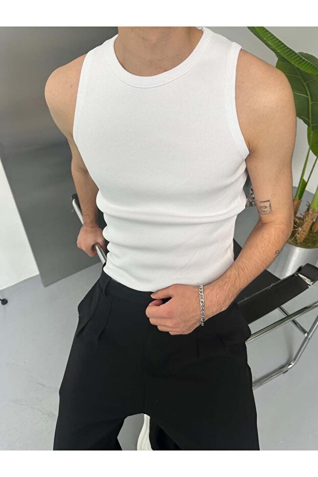 Beyaz Basic Tank Top Atlet