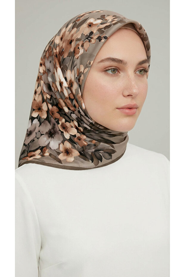 Flower Patterned Rayon Scarf - - 2