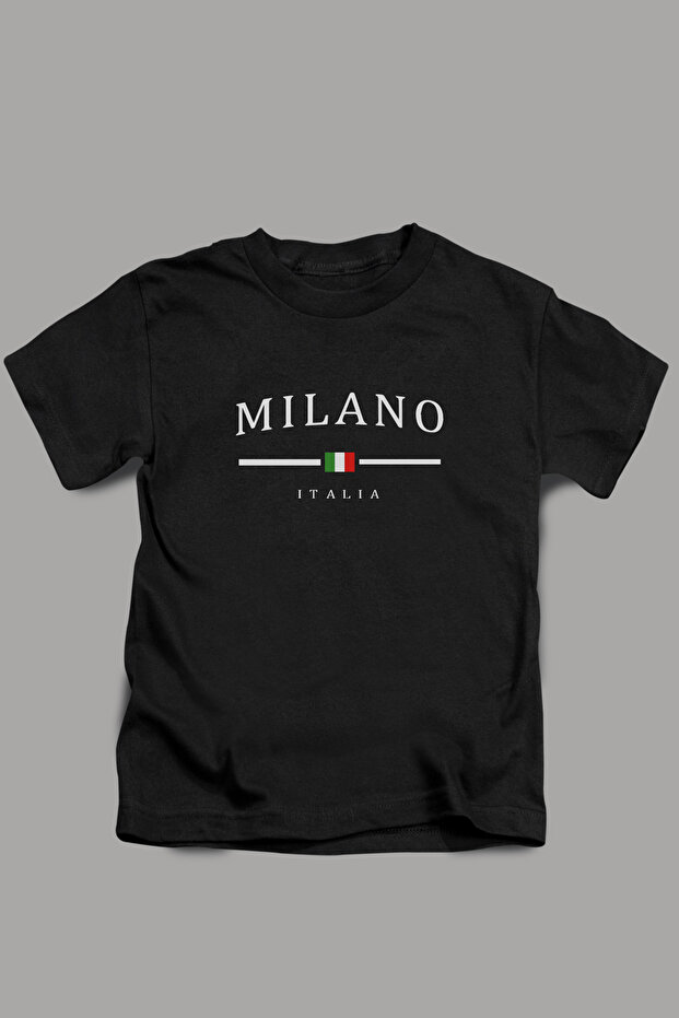 Milano Pattern Printed Kids Black White Pink Blue Tshirt