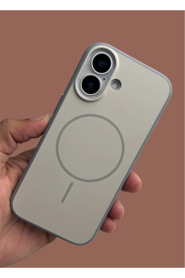 Grey Color Compatible with iPhone 17, Magsafe Compatible, Metal Keys, Matte Silicone Case, Camera and Impact Protection