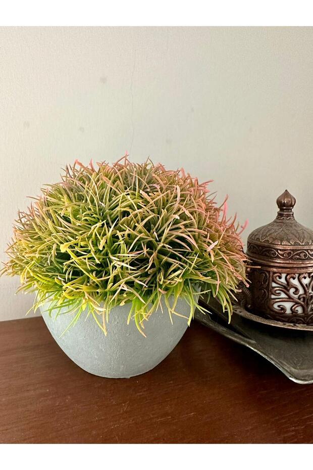 نبات عشب صناعي فاخر أزرق بلون الكوبالت إيل - إكسسوار مكتبي منزلي مزخرف مقاس 13×16 سم ✨