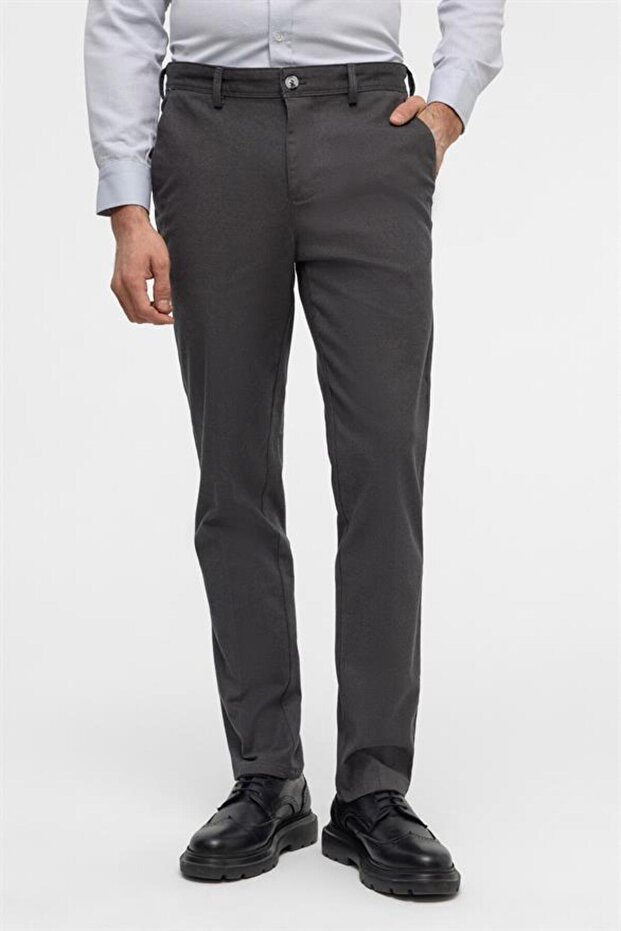 Antrasit Regular Armürlü Pantolon - 2