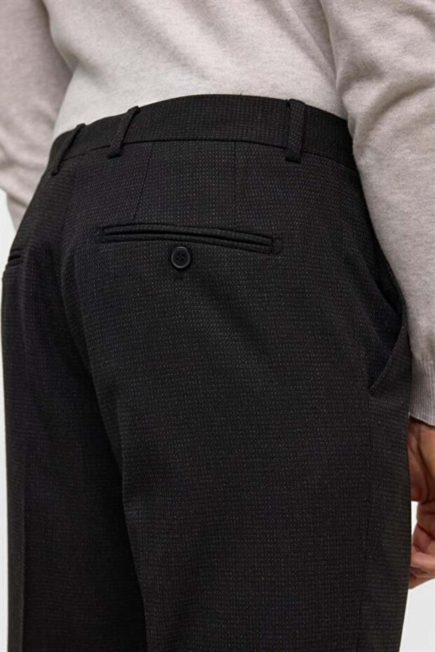 Siyah Regular Desenli Pantolon - 5