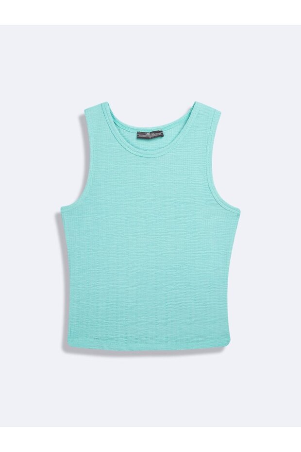 Kolsuz Sıfır Yaka Basic Mavi Atlet - 1