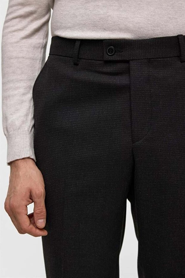 Siyah Regular Desenli Pantolon - 4