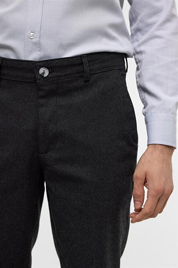 Siyah Regular Armürlü Pantolon - 5