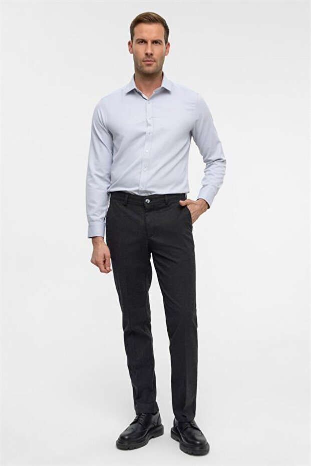 Siyah Regular Armürlü Pantolon - 2