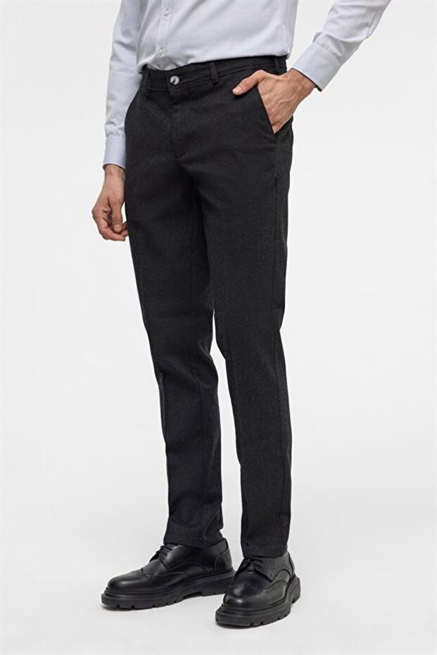 Siyah Regular Armürlü Pantolon - 4