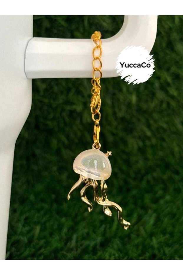 Jellyfish Gold Color Gradient Thermos Chain Thermos Ornament/Jellyfish Thermos Charm/Figure Bag Charm