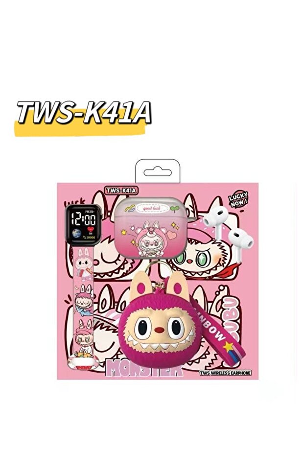 لابوبو - طقم هدايا سماعات أذن لاسلكية لون وردي - 1