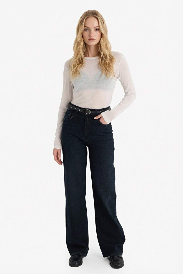 90's Wide Leg High Waist Pipe Leg Jean Trousers G6899Ax25Cw