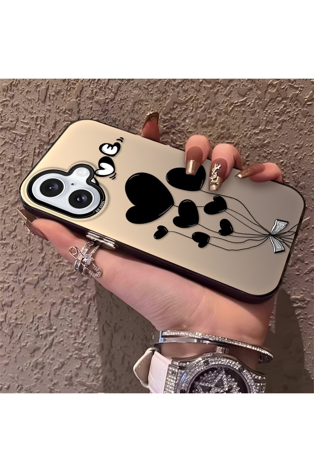 iPhone 16 Compatible Heart Balloon Pattern Protected Silicone Phone Case