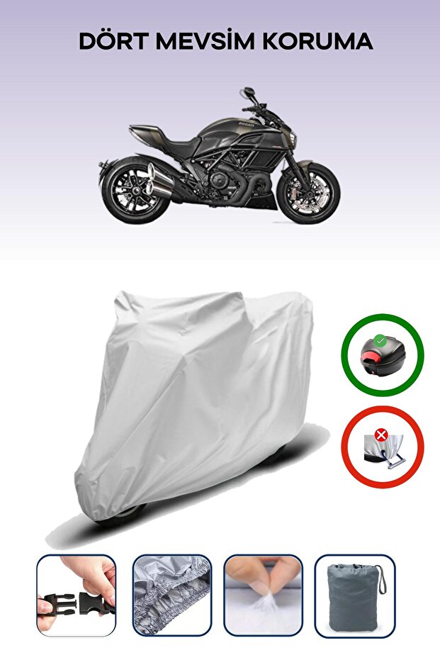 Gray Rear Bag Compatible with Ducati Diavel Dark Compatible Motorcycle Tarpaulin Motor Cover