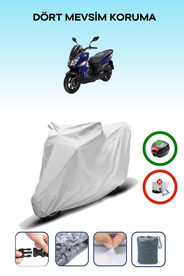 Gray Rear Bag Compatible with Sym Jet 14 200I Compatible Motorcycle Tarpaulin Engine Cover