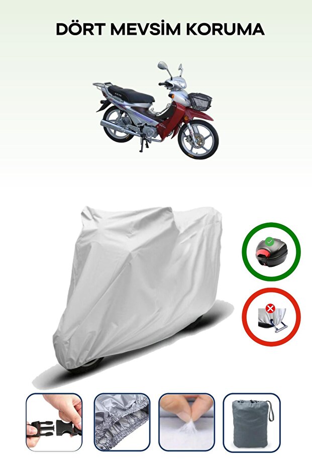 Gray Rear Bag Compatible Asia as 110-8 Compatible Motorcycle Tarpaulin Motor Cover