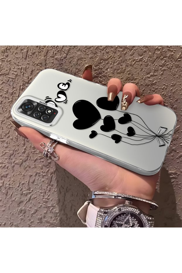 Xiaomi Redmi Note 11 Compatible Heart Balloon Pattern Protected Silicone Phone Case