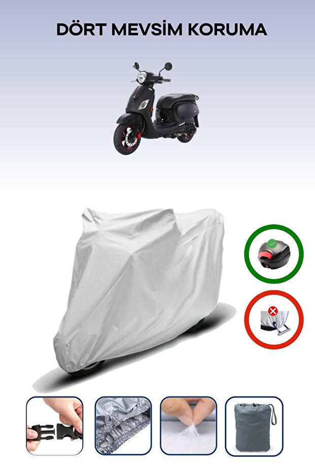 Gray Rear Bag Compatible Sym Fiddle Iii Compatible Motorcycle Tarpaulin Motor Cover