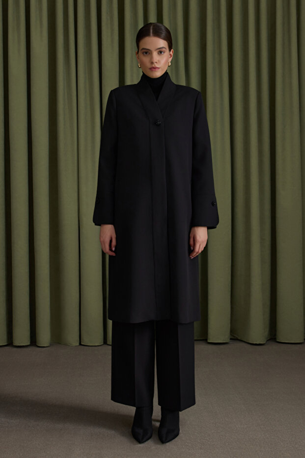 Black Beaded Button Cap - 2