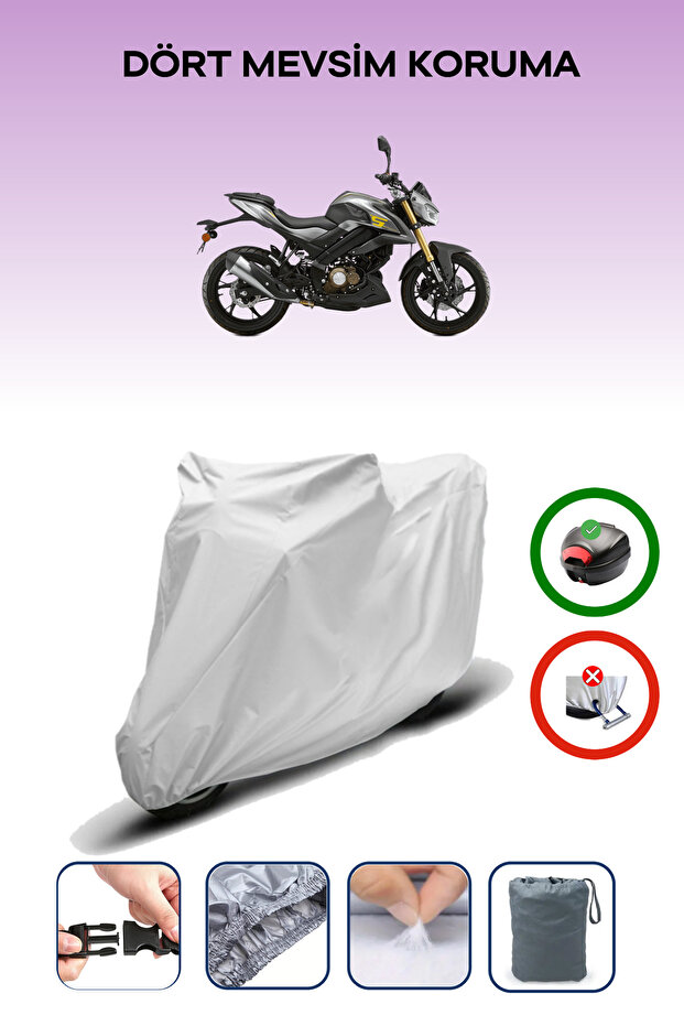 Gray Tail Bag Compatible Rks Srk125-S Compatible Motorcycle Tarpaulin Motor Cover