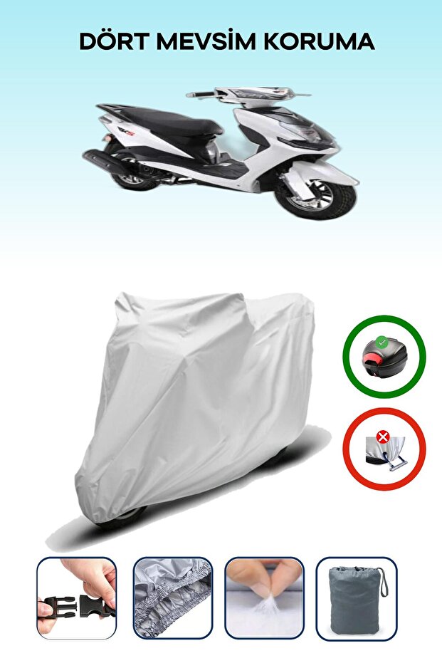 Gray Rear Bag Compatible Rks Pesaro 125 Compatible Motorcycle Tarpaulin Motor Cover