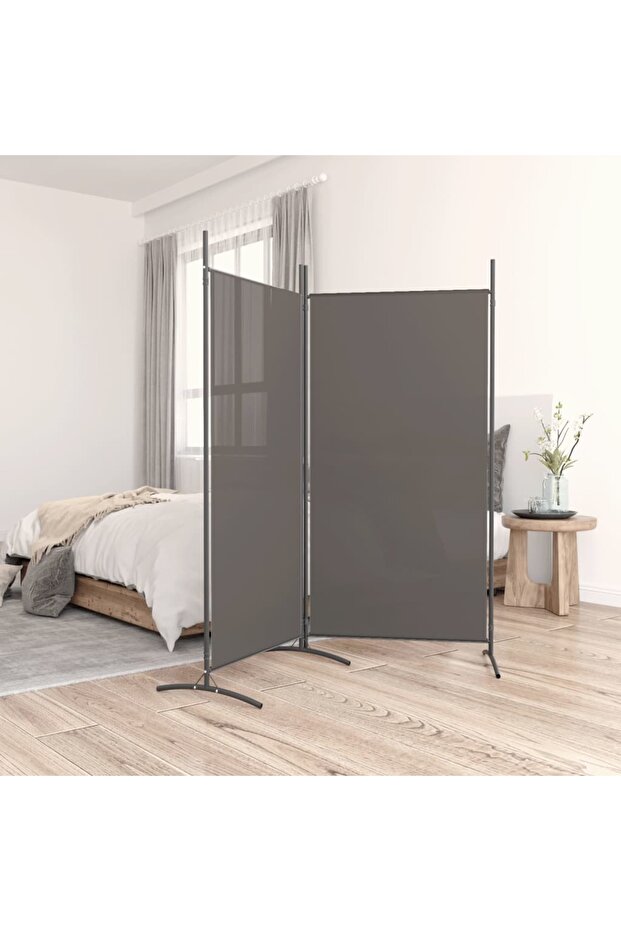 2-Panel Room Divider Anthracite 175x180 cm Fabric