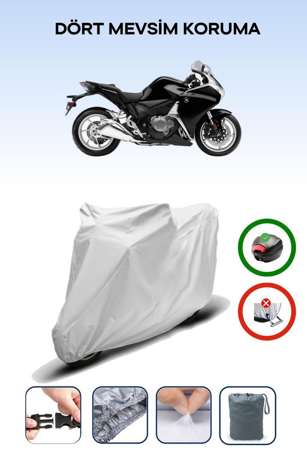Gray Tail Bag Compatible Honda Vfr 1200 F Compatible Motorcycle Tarpaulin Motor Cover